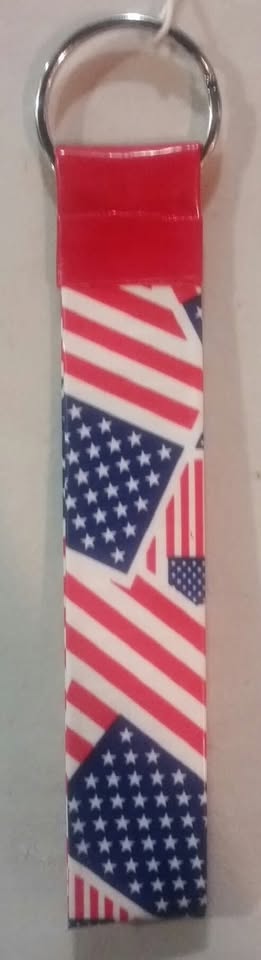 American Flag Key Chain Ring Lanyard Loop
