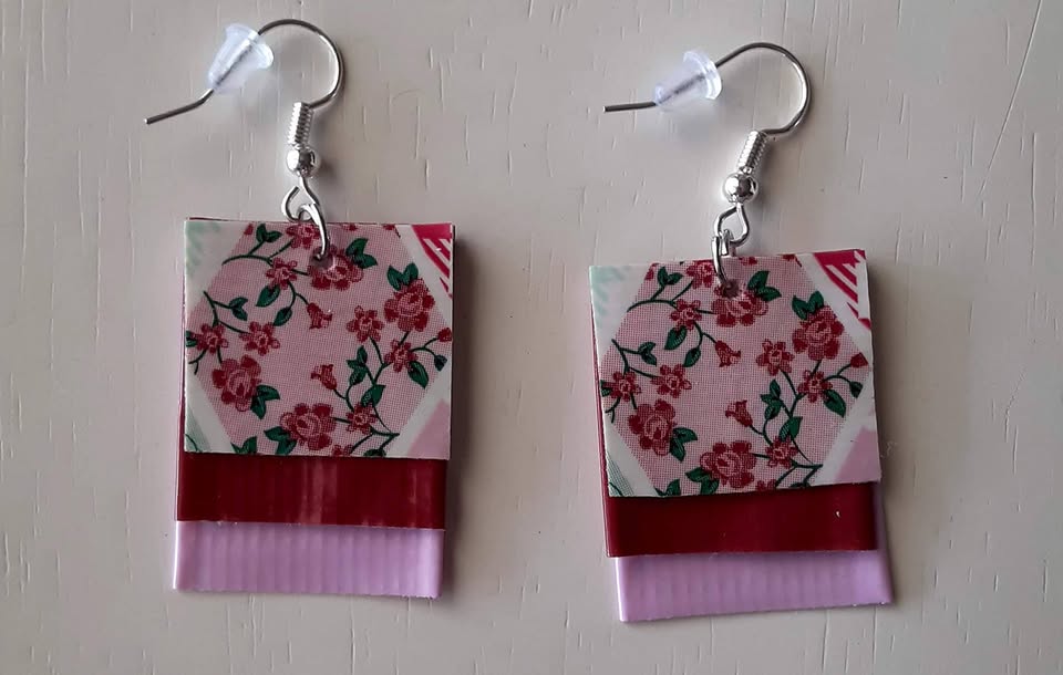 Prairie Patchwork Hexagon Earrings