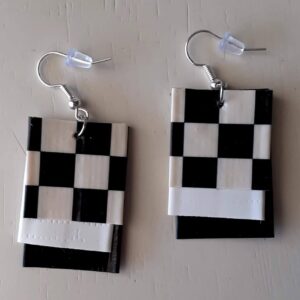 Black and White Checkered Earrings
