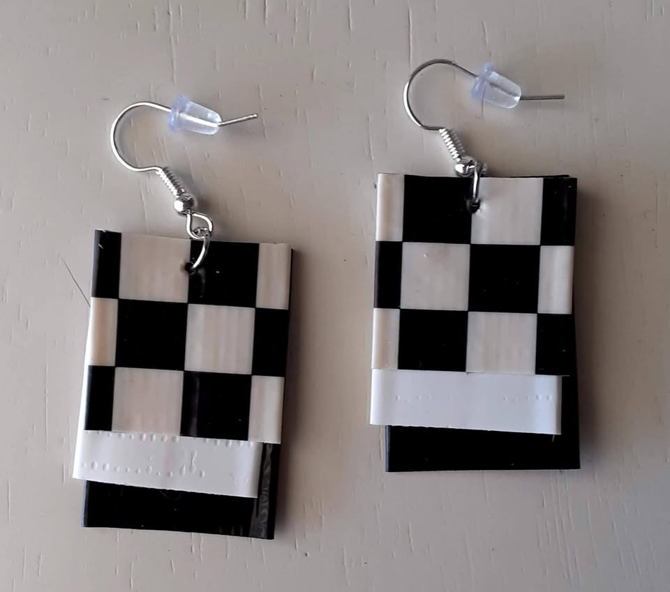 Black and White Checkered Earrings