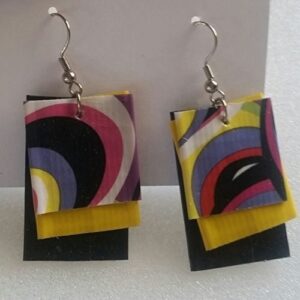 Wavy Peacock Marble Earrings