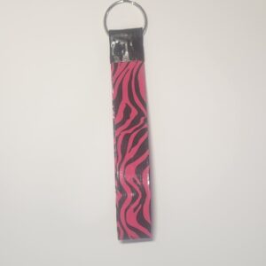 Pink Zebra Print Key Chain Ring Lanyard Loop