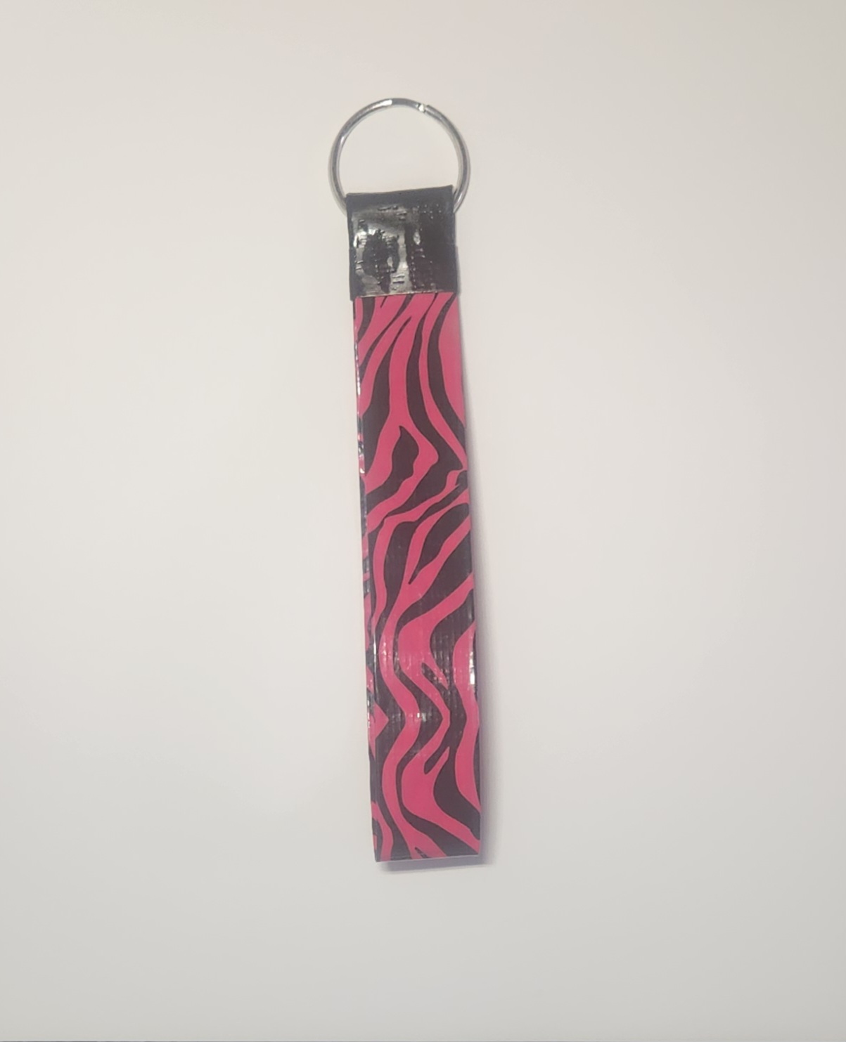 Pink Zebra Print Key Chain Ring Lanyard Loop