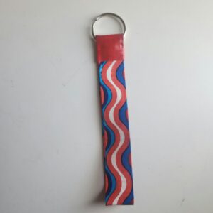 Red, White & Blue Waves Key Chain Ring Lanyard Loop