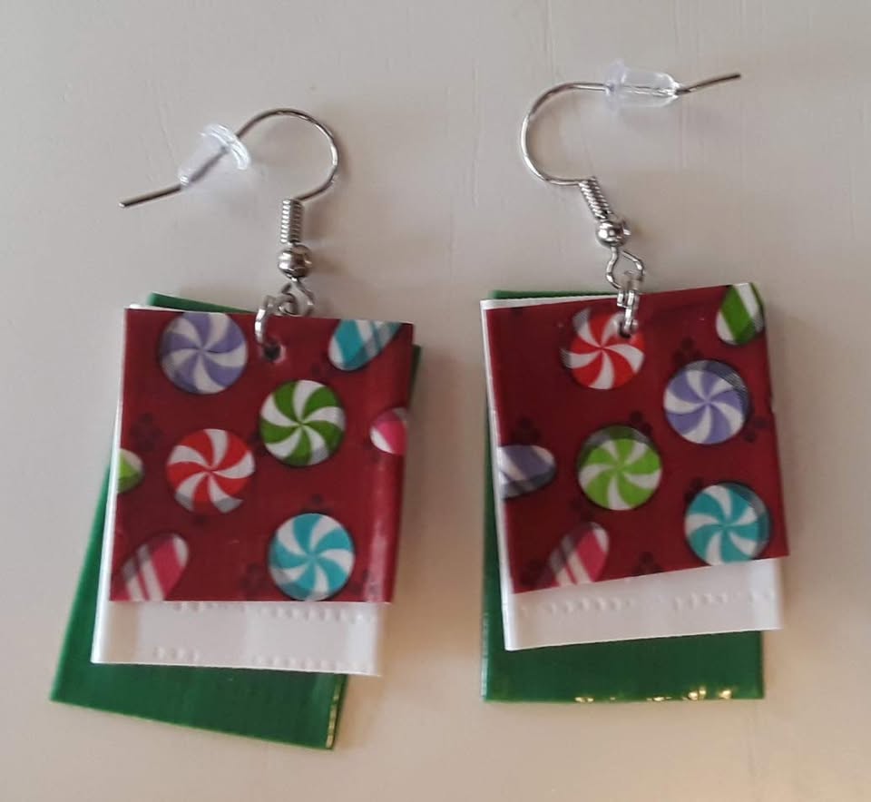 Peppermint Candy Christmas Earrings