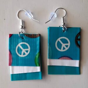 Blue Peace Sign Earrings