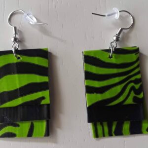Green Zebra Print Earrings