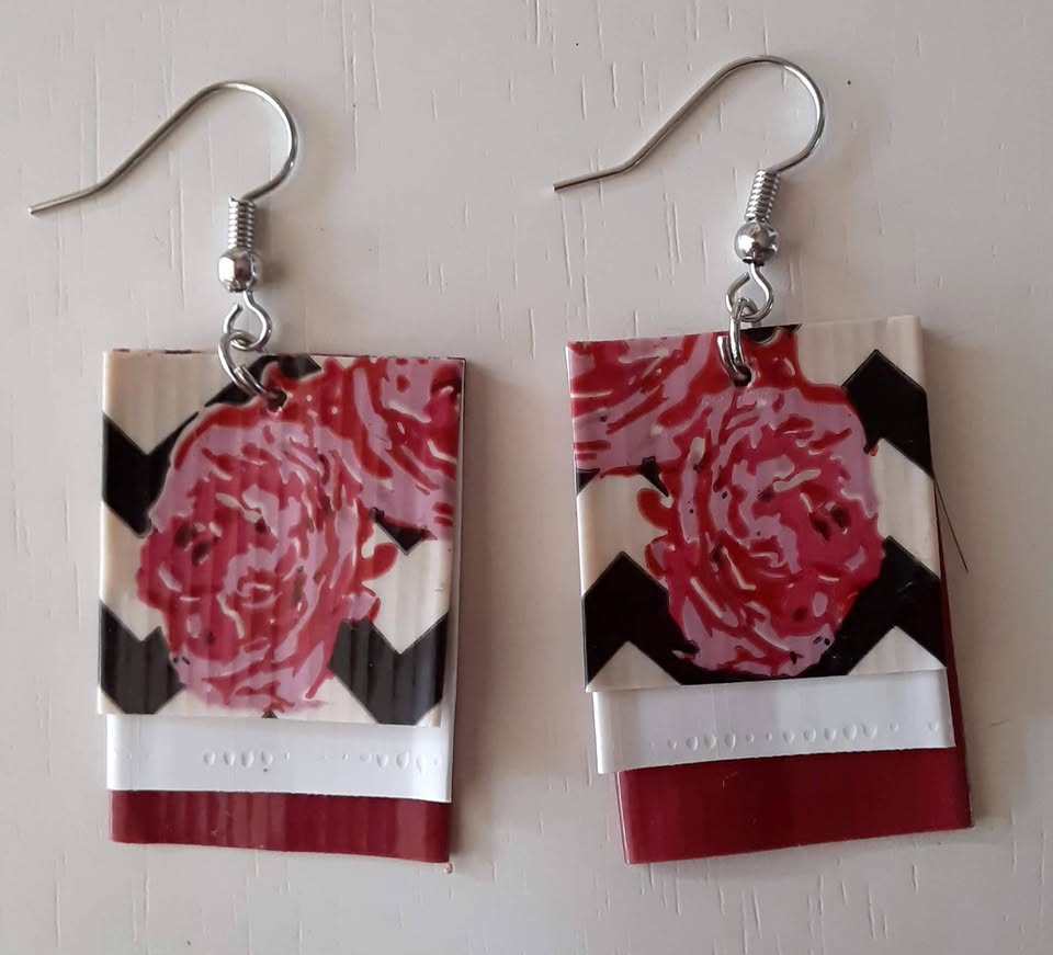 Flower Chevron Earrings