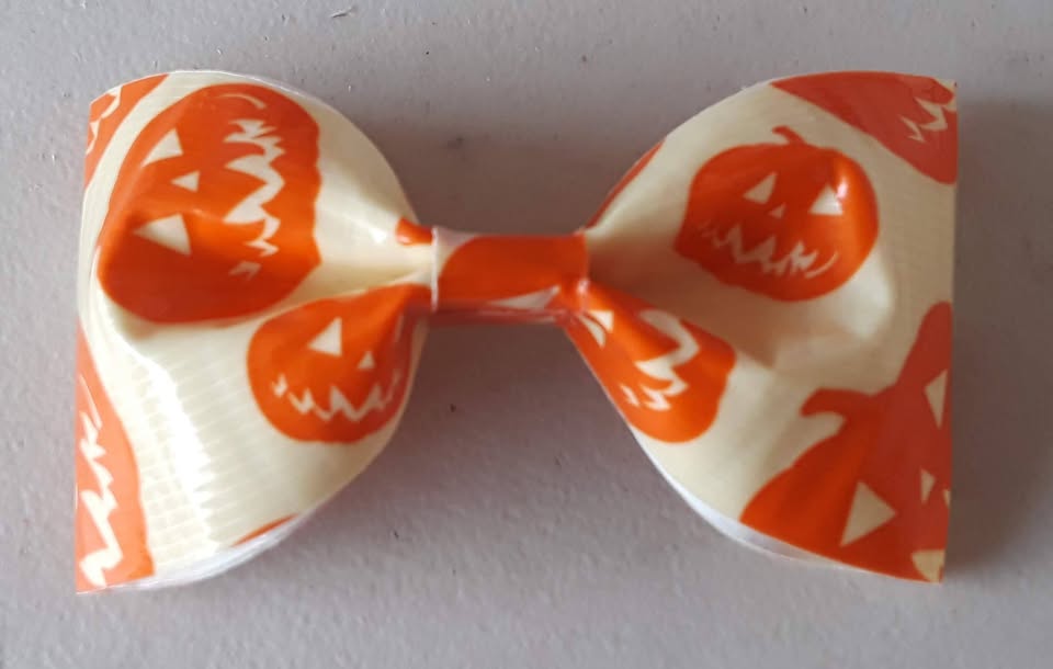 Jack o Lantern Pumpkin Glow in the Dark Halloween Duct Tape Hair Clip Bow