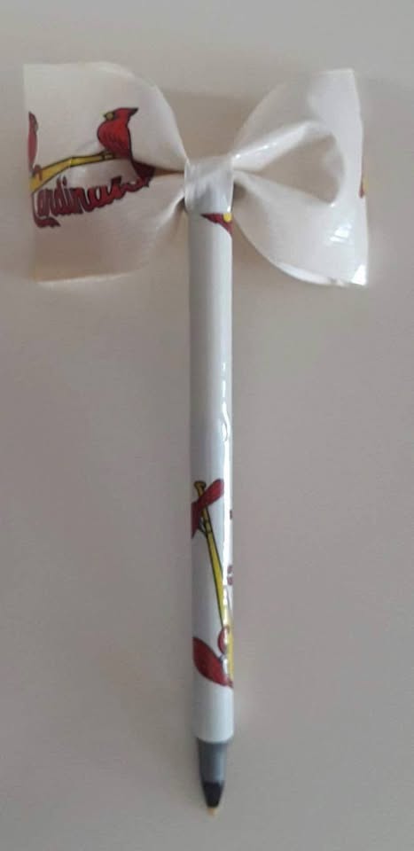 St Louis Cardinals MLB Baseball Duct Tape Bow Pen