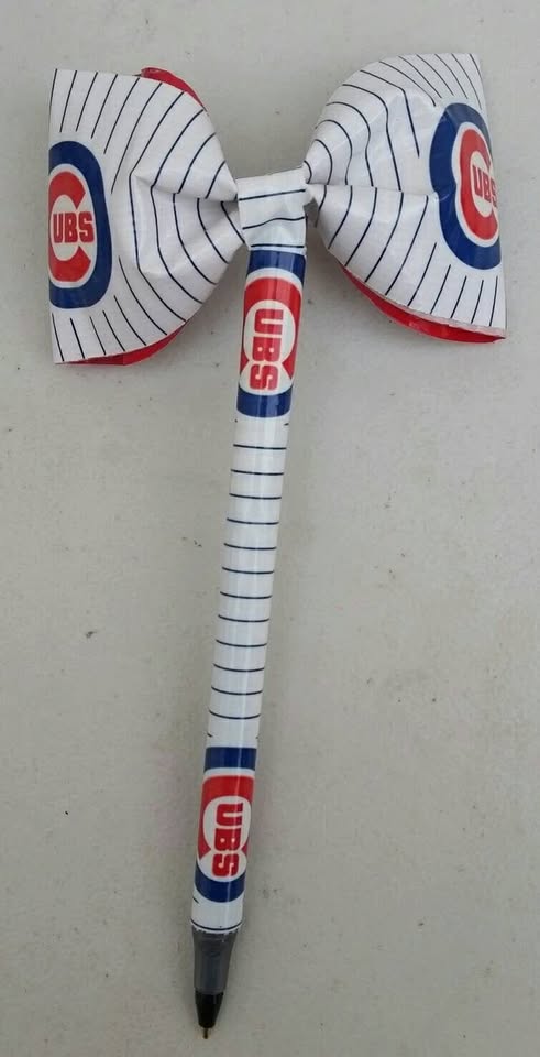 Chicago Cubs MLB Baseball Duct Tape Bow Pen