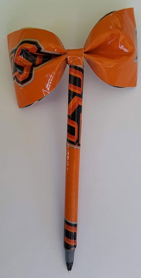 OSU Oklahoma State University Cowboys Cowgirls NCAA Duct Tape Bow Pen