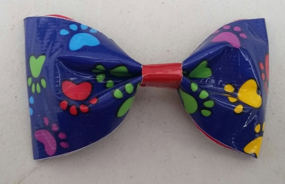 Paw Prints Duct Tape Hair Clip Bow