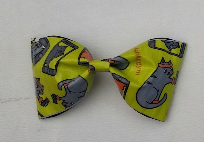 Selfie Cat Duct Tape Hair Clip Bow