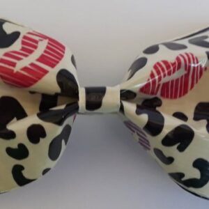 White Cheetah Colored Kisses Duct Tape Hair Clip Bow