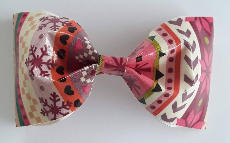 Christmas Sweater Pattern Duct Tape Hair Clip Bow
