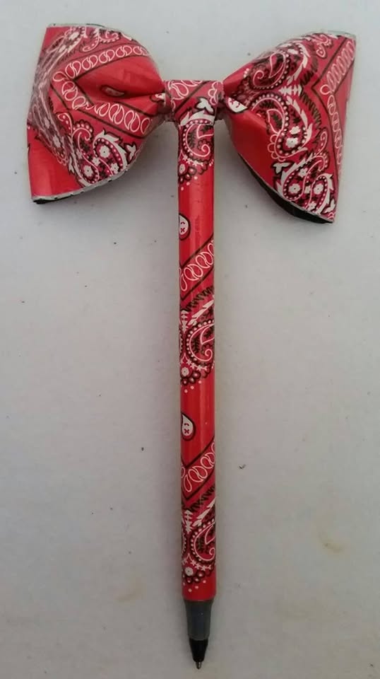 Red Bandana Duct Tape Bow Pen