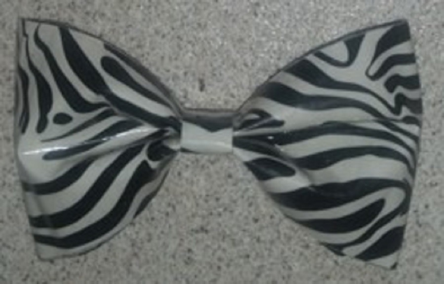 White Zebra Duct Tape Hair Clip Bow