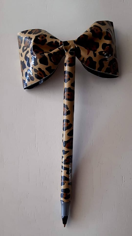 Leopard Print Duct Tape Bow Pen