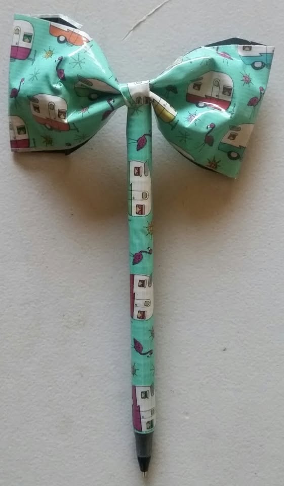 Happy Camper Duct Tape Bow Pen