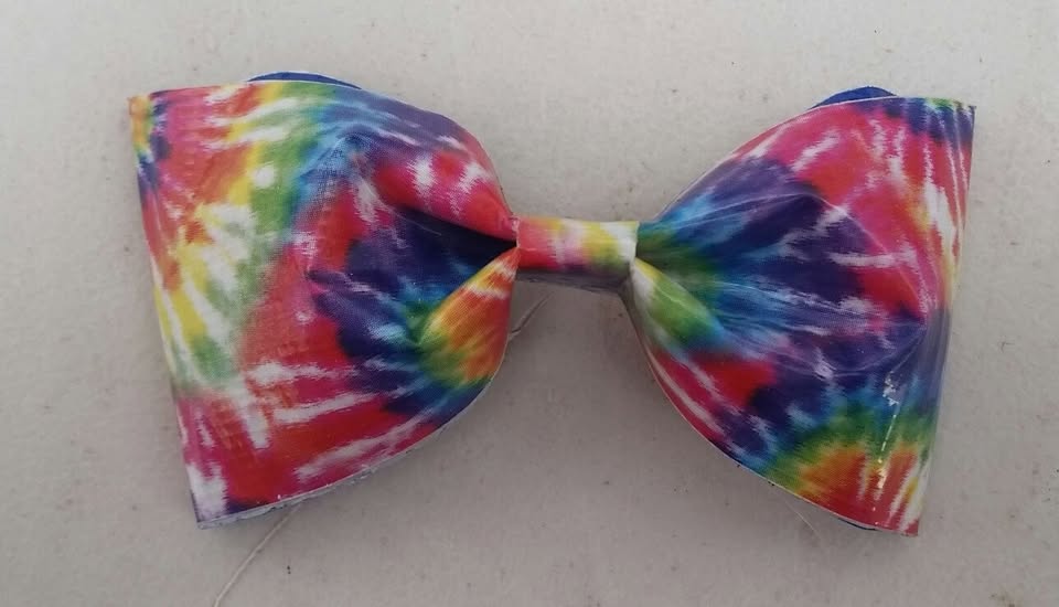 Tie Dye Rainbow Duct Tape Hair Clip Bow