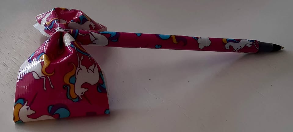 Unicorn Rainbow Duct Tape Bow Pen - Image 4