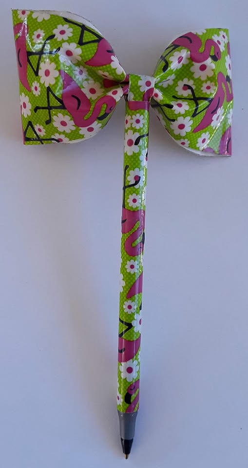 Flamingo Duct Tape Bow Pen