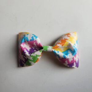 Rainbow Houndstooth Duct Tape Hair Clip Bow