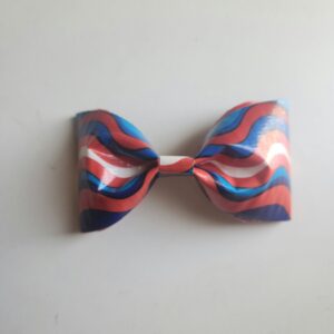 Red, White and Blue Waves Duct Tape Hair Clip Bow