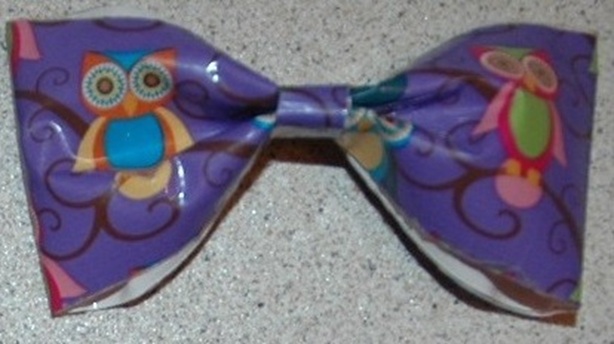 Purple Retro Owls Duct Tape Hair Clip Bow